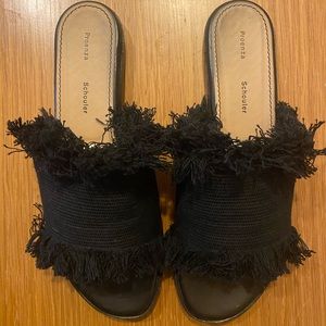 Proenza Schouler black fringe sandals